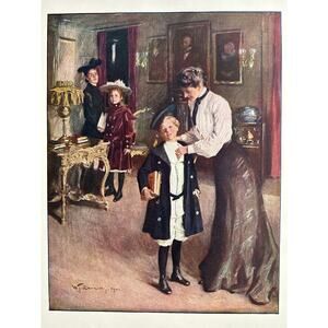 Off To School, Smedley, Painting Print, 1900s, Book Page, Art, ~ 250728-WH 125
